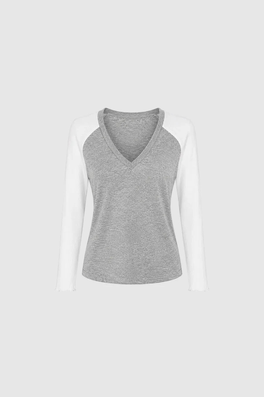 T-shirt col V bicolore gris chiné - IRIS