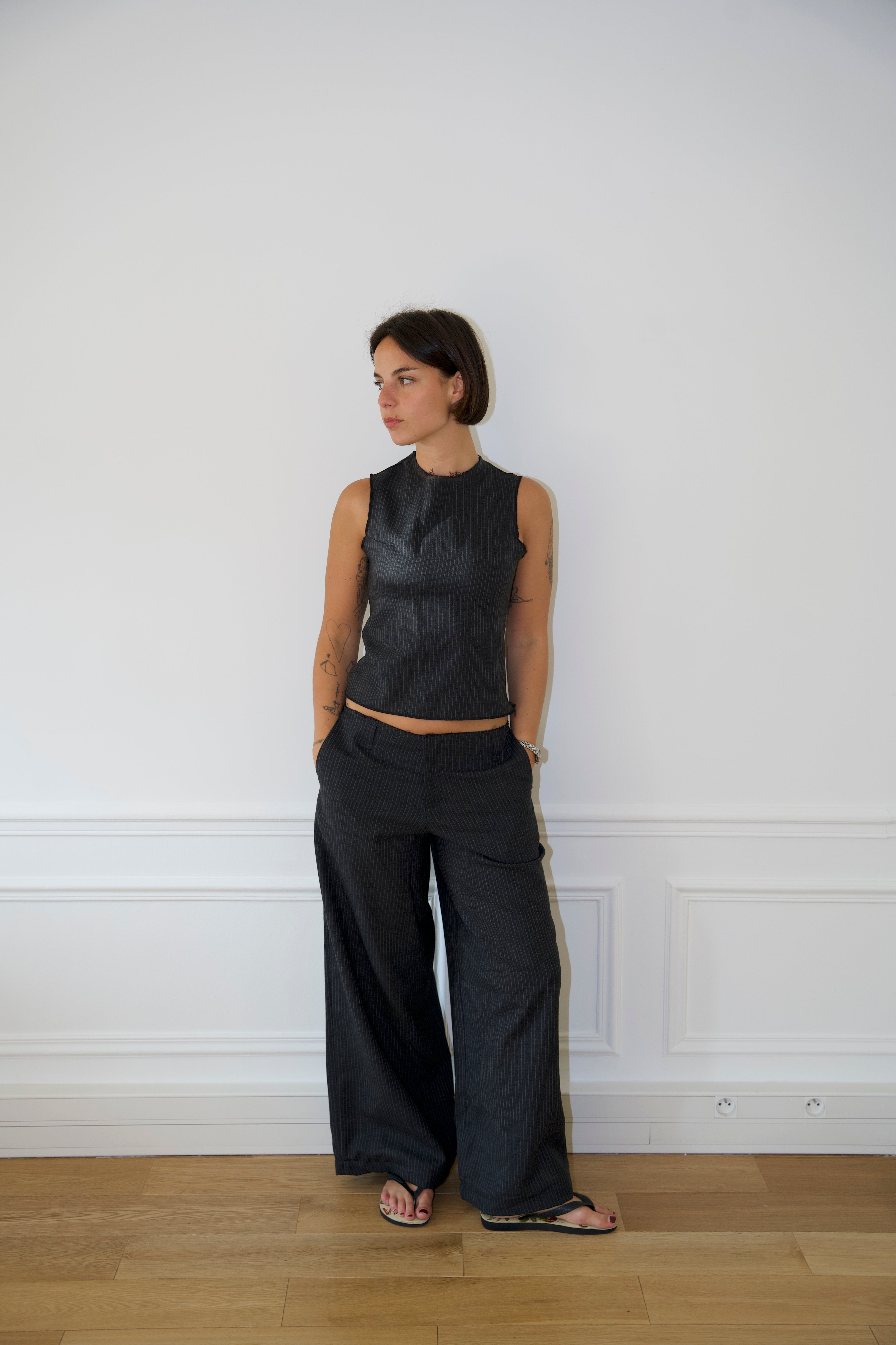 Pantalon large en laine Charlie